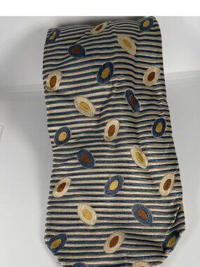 Men’s Necktie 100% Silk Gold, Beige, Brown, & Confederate Blue/Gray Allea Milano